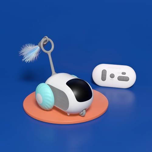 Gerbala Jouet Chat Interactif, Souris avec Télécommande, Jouet Souris électrique 2 Modes Rechargeable USB, Jouet Intelligent pour Chat (Bleu)