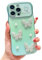 HONHULEE Cute Pearl Butterfly Case for iPhone 11 Pro Soft TPU Love Heart Phone Case Luxury Plating Shockproof Camera Protection Cover for Women Girls - Green