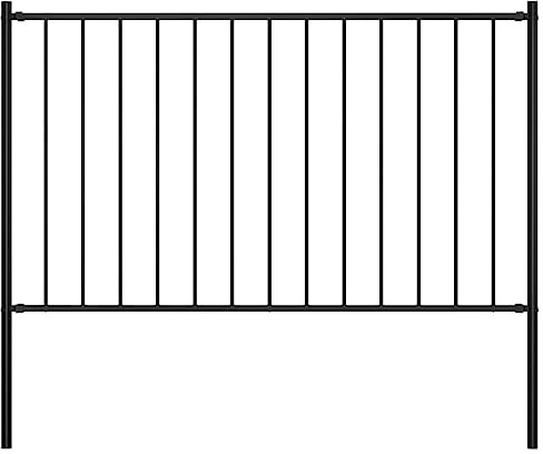 QJBSAVVA Gartenzaun Schwarz 170x175cm Pulverbeschichteter Stahl Maschendrahtzaun mit Pfosten Robustes Gartenzaun Element für Hühner Hunde Weide Wildzaun