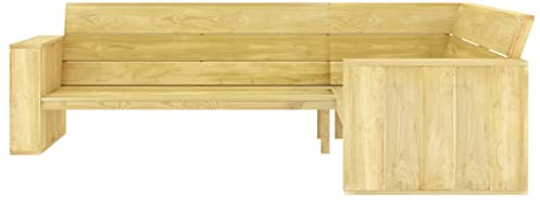 HFMDRMU Vintage Eckbank aus Holz für Garten und Terrasse mit Rückenlehne und Armlehnen aus Kiefernholz