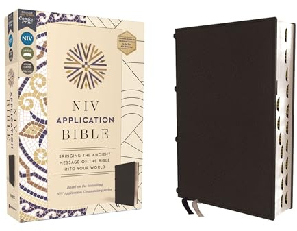 NIV Application Bible, Genuine Leather, Calfskin, Black, Red Letter, Thumb Indexed, Comfort Print: Bringing the Ancient Message of the Bible into Your World (NIV Application Commentary Resources)