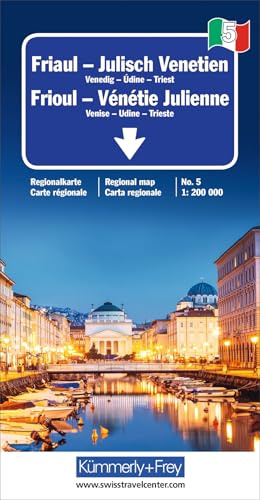 Kümmerly+Frey Regional-Strassenkarte 5 Friaul, Julisch Venetien 1:200.000: Mit Venedig, Udine, Triest. Inkl. Stadtpläne, Ortsverzeichnis und Reiseinformationen
