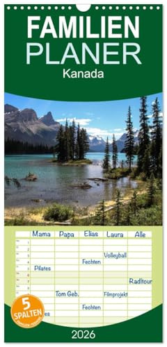Familienplaner 2026 - Kanada mit 5 Spalten (Wandkalender, 21 cm x 45 cm), CALVENDO: Berge und Seen im Westen Kanadas (CALVENDO Natur)
