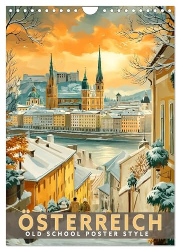 Österreich - Old School Poster Style (Wandkalender 2027 DIN A4 hoch), CALVENDO Monatskalender: Eine Sammlung von Poster über Österreich in Old School Style (CALVENDO Orte)