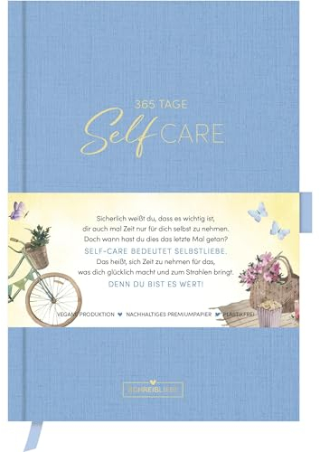 Self-care Tagebuch Azur: 365 Tage Ausfüllbuch mit Goldveredelung für mehr Selbstliebe und Dankbarkeit sowie Tipps für deine Selbstfürsorge. 200 Seiten Schreibliebe