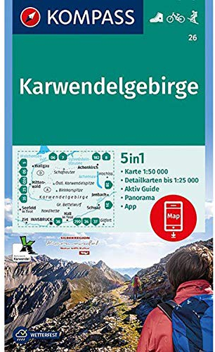Karwendelgebirge: Wanderkarte mit Aktiv Guide, Panorama, Radwegen und Skitouren GPS-genau. 1:50000 (KOMPASS Wanderkarte, Band 26)