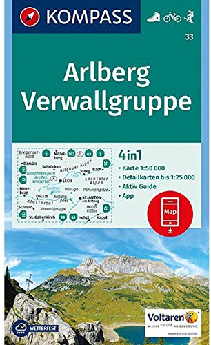 Arlberg - Verwallgruppe: Wanderkarte mit Aktiv Guide, Radrouten und alpinen Skirouten. GPS-genau. 1:50000 (KOMPASS Wanderkarte, Band 33)