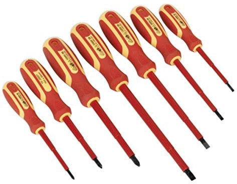 Sealey S0756 Electrician's VDE/TUV/GS Approved Screwdriver Set, Red, 7 Pieces