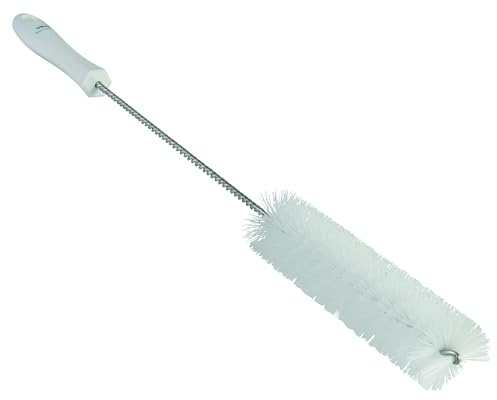 Vikan 1-5/8 W Tube and Valve Brush, Stiff, 13 3/4 in L Handle, 5 in L Brush, White 53785-1 Each