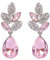 EVER FAITH® - Plata-Tono Hoja Lágrima Cristal Austriaco Pendientes Perforados Rosado N03198-1