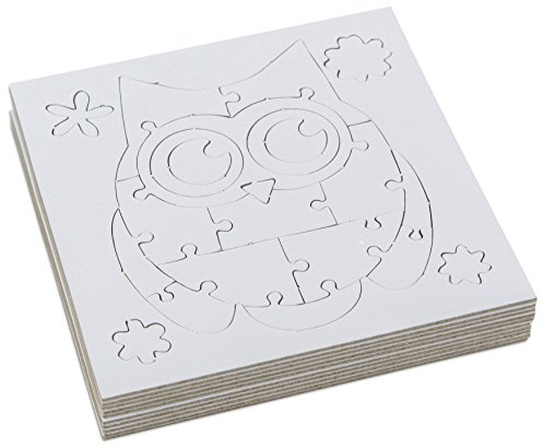 folia 23104 - Mini Puzzle Eule, ca. 14 x 14,5 cm, 22 Teile, 10 Stück, weiß - erst Puzzeln dann Malen, für Kinder, Jungen und Mädchen