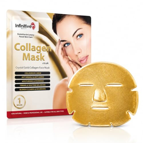Infinitive Beauty 24K Gold Collagen Face Mask x50 Masks – Hydrogel Sheet Mask with Plant Collagen, Hyaluronic Acid & Gold – Hydrating, Firming & Anti-Ageing Facial Skincare for All Skin Types