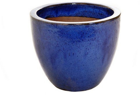 37cm Blue Glazed Egg Pot Planter/Round Plant Container/Flower Bowl/Flower Pot