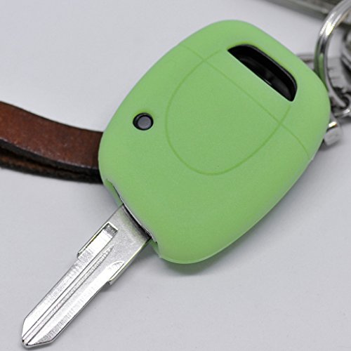 Soft Case Schutz Hülle Auto Schlüssel Fluoreszierend Grün kompatibel mit 1 Tasten Funkschlüssel Clio Twingo Kangoo