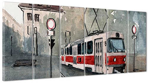 Bild auf Leinwand Canvas – Gerahmt – fertig zum Aufhängen – Milano – Illustration Aquarell Digitaler 190x70cm