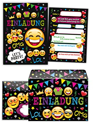 JuNa-Experten 12 Einladungskarten incl. 12 Umschläge Kindergeburtstag Mädchen Jungen Jungs Geburtstagseinladungen Einladungen Geburtstag Kinder Umschlag Kartenset