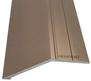 Grandismo® 3ft - Deep Angle Edge Flooring Stick-Down Strip - Supports 15mm Height Difference - Tile/Laminate/Wood Aluminium to Vinyl or Carpet - Threshold Metal Door Trim/Edging - Bronze Colour