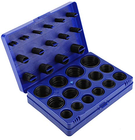 Dichtungs-O-Ring-Kit Abriebfeste Gummiringe für Boot Auto Auto Fahrzeug-Reparatur-Maschine Pipeline Seal Sortiment Set mit Aufbewahrungskoffer(Blau)