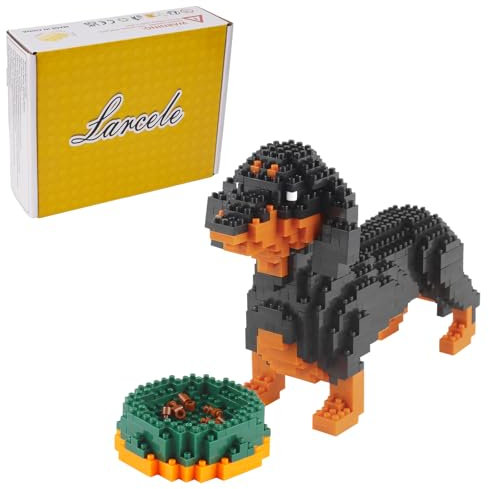 Larcele 898 Pièces Teckel Chien Micro Blocs de Construction, Animal Mini Blocs de Briques Jouet Set KLJM-02 (Teckel)