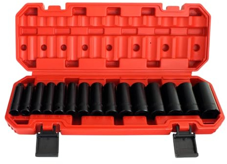 15 Piece 3/8 Dr. Deep Impact Metric CRV Socket Set with Storage Case