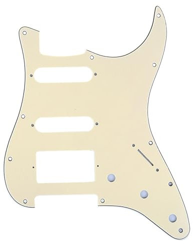 Musiclily Pro 11 Löcher HSS Moderner Stil Pickguard Gitarren Schlagbrett für Fender American/Mexican Standard Strat Stratocaster Modern Style mit Floyd Rose Steg Cut,3 lagig Crème