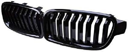 SET 2x Kühlergrill Schwarz Front Grill Glanz Doppelsteg Lackiert Hochwertig ABS Kunststoff Passgenau