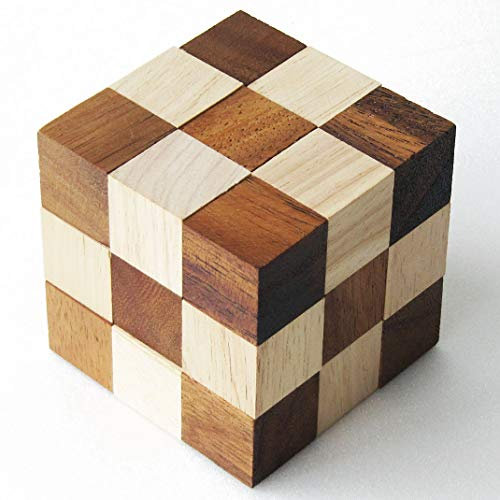 DIABOLICUBE 3x3 Jeu Casse tête à partir de 8 Ans difficulté 3/6. en Bois Massif aux Normes CE Marque française Le Délirant. Solution avec Illustrations fournie - déplier et Tenter de Reformer Le Cube