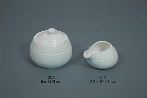 CAPRILO Lote de 40 Sets Decorativas de Cerámica para Leche Blanco. Adornos y Vajilla. Decoración Hogar. Regalos Originales para Bodas, Bautizos y Comuniones.