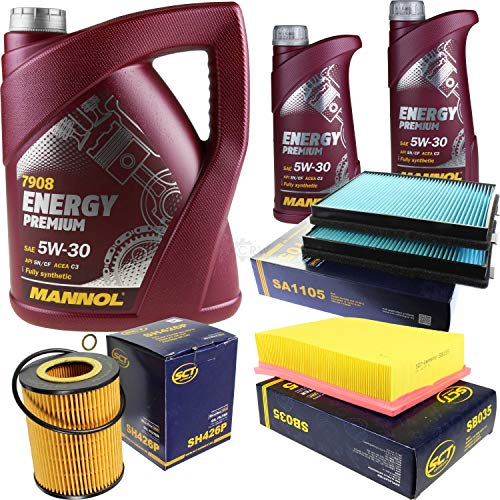 Filter Set Inspektionspaket 7 Liter MANNOL Motoröl Energy Premium 5W-30 API SN/CF SCT Germany Innenraumfilter Luftfilter Ölfilter