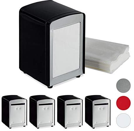 Distributeur de serviettes, en lot de 5, table, rétro, restaurant, support porte-serviette HxLxP : 15x9,5x11 cm, noir