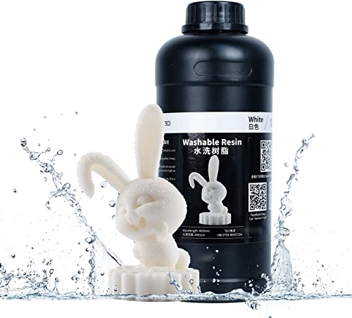 NOVA3D Water Washable Resin 3D Printer Rapid Photocuring UV 405nm Resin Standard Photopolymer Resin for LCD/SLA/DLP, 1000g/White