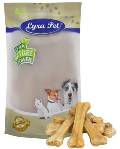 Lyra Pet® 10 STK. Kauknochen ca. 21 cm | Naturbelassener Kausnack | Proteinreicher Hundeknochen zur Zahnreinigung | Langer Kaugenuss aus Rinderhaut | Nährstoffreich | Fettarmer Kauartikel