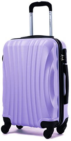 R.Leone Valigia da 1 pezzo Fino a Set 4 Trolley Rigido grande, medio, bagaglio a mano e beauty case 4 ruote in ABS 2037 (Lilla, S Bagaglio a mano)