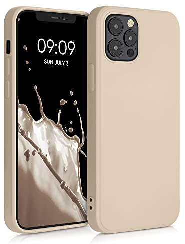 kwmobile Hülle kompatibel mit Apple iPhone 12 / iPhone 12 Pro Hülle - gummierte TPU Silikon Handyhülle - Schutzhülle für kabelloses Laden - Case in Perlmutt