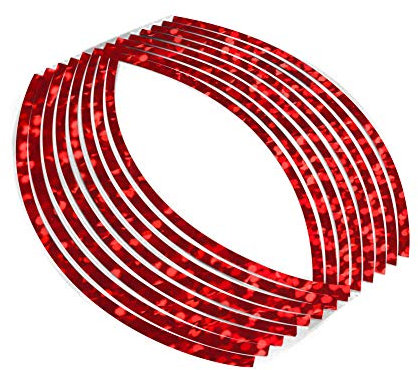 16 PCS Bling Bling Adesivi per Ruote Bici,MoreChioce Nastro Adesivo Riflettente per Cerchi a Strisce Adesivi Riflettenti Impermeabili Nastro per Styling Ruote per Motociclette,18 pollici-rosso