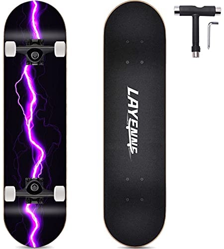 Skateboard Blitz, 31 x 8 Zoll,8-lagiges Ahornbrett, An beiden Enden symmetrisch geneigt,Geeignet für Jungen, Mädchen, Jugendliche, Straße, Erwachsene, Anfänger-Purple