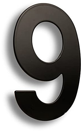 HASWARE Número de casa moderno Acero inoxidable cepillado Puerta elegante Placa del alfabeto Calle Decoración del hogar (9, 6 pulgadas negro)