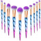 START MAKERS 10pcs Pinceaux Maquillage pour Fond de Teint, Fard à Joues/a Paupiere, Anti-cernes, Pinceau Maquillage Professionnels à Diamant Dégradé Bleu-Violet
