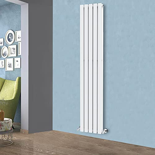 Warmehaus [*New Model*] 1800x340mm Vertical Column Designer Radiator White Rectangular Double Flat Panel Tall Upright Radiator Central Heating