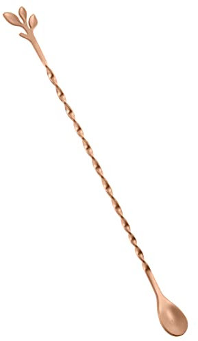 AnSaw 10-Inch Stainless Steel Mixing Spoon, 1-Pieces Rose Gold Spiral Pattern Bar Spoons