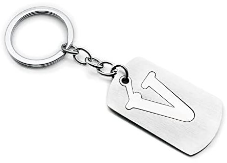 Porte Clé Rigolo, Porte Cle Lettre Argento Acciaio Inossidabile Porte Clef Lettre V 26X47Mmpour Homme Femme Accessoires Cadeau