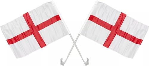 2 Pack OF England St George Cross Car Window Flag For Cricket,Football,Rugby, Sporting Events Vehicles Home Window Decorations - 30x46cm (1)