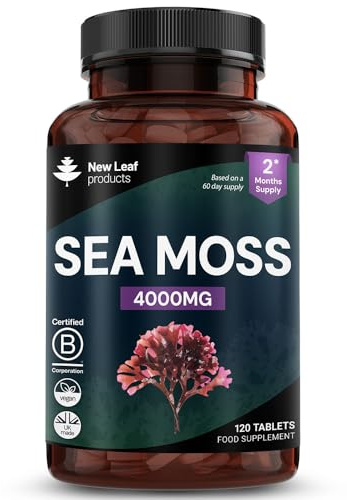 Sea Moss Tablets Extract High Strength 4000mg - Sea Moss Supplement 120 Tablets (not sea Moss Capsule) High Potency - UK Made - Vegan - Non GMO