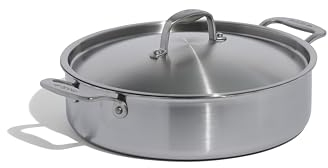 Made In Cookware – 5,68 l Edelstahl-Rondeau-Topf mit Deckel – 5-lagige Edelstahlbeschichtung – Professionelles Kochgeschirr – Hergestellt in Italien – Induktionskompatibel