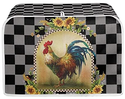 STUOARTE 2-Slice Buffalo Check Rooster Toaster Cover,Sunflower Bread Toaster Oven Dust Cover,Kitchen Appliance Cover Bread Machine Covers Anti Fingerprint Protection for Women