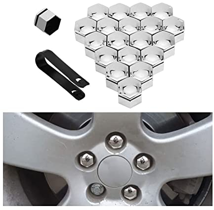 LIPPSY 20 Stücke Auto Radmutterkappen für Hyundai ix35 iX45 iX25 i20 i30, Sechskant Radbolzen Anti-Rost Radschrauben Kappen Schutz Abdeckungen Zubehör,17mm-B/Silver