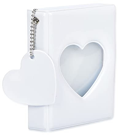 7.6 cm Mini-Fotoalbum-Halter, Organizer, Buchbinder, Kpop, Fotokartenalbum, Schlüsselanhänger, 16 Fotokartenhüllen, 32 Taschen, weiß, Sofortbildkamera, Fotoalbum für 7.6 cm Filmaufbewahrung
