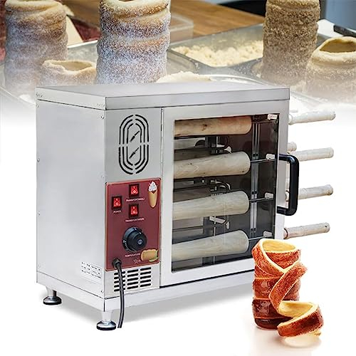 CYTBEK Horno de máquina de Pastel de Chimenea Comercial, tostadora eléctrica de 3000 W con 16 Herramientas de Rollo, Parrilla de Pan de Chimenea para Restaurante, hogar, Cocina, Snack Bar