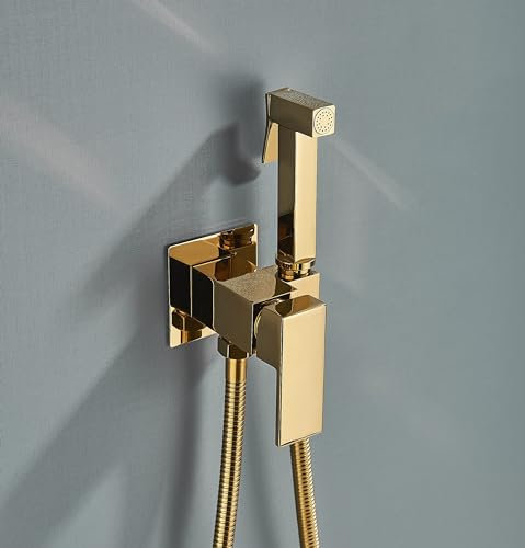 TVTIUO Kit de Pulverizador de Bidé de Mano de Acero inoxidable - Ducha de Bidet Utilizado en El Baño, Baño de Mascotas, El Inodoro, La Sartén en Cuclillas, La Higiene Personal，Oro