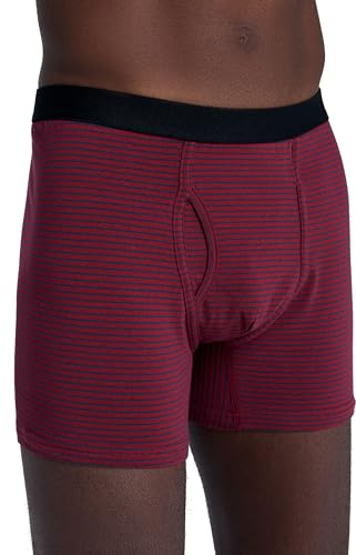ALBERO NATUR Herren Boxershorts Bio-Baumwolle Pants Unterhose mit Eingriff (DE/NL/SE/PL, Alphanumerisch, L, Regular, Regular, Tibetrot/Navy)